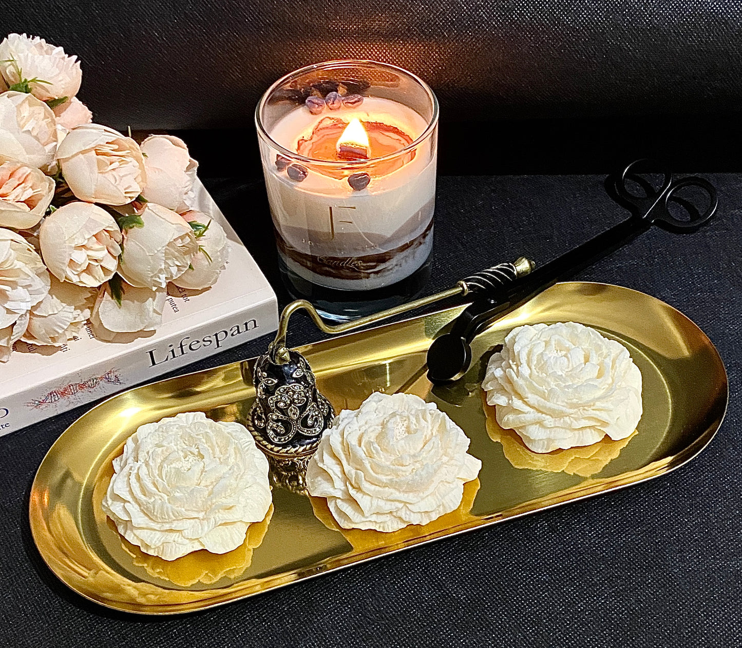 Set 3 lumânări decorative parfumate WHITE ROSE Vanilla oud