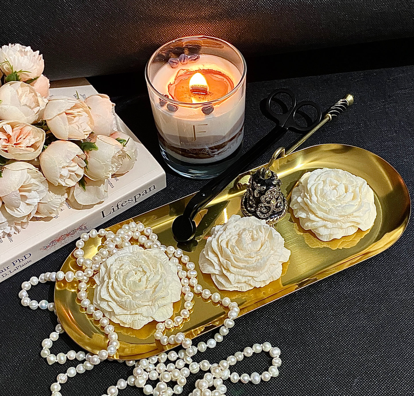 Set 3 lumânări decorative parfumate WHITE ROSE Vanilla oud